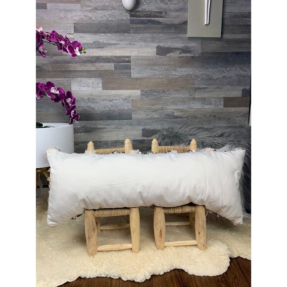 Vintage Moroccan Handira Pillow, Berber Wedding Blanket Cushion 03YS00896 - Picture 8 of 10